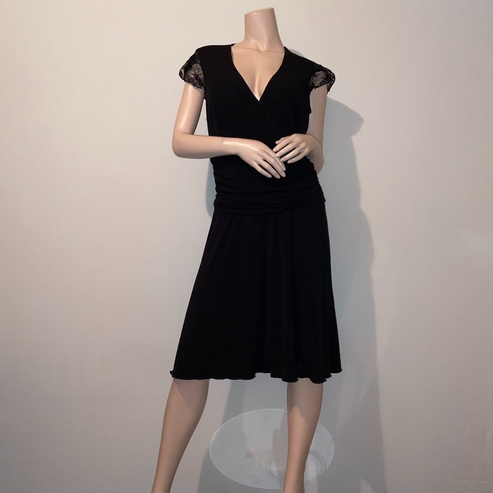 Little Black Dress V-Neck Lace Sleeve - Elegant Evening Style